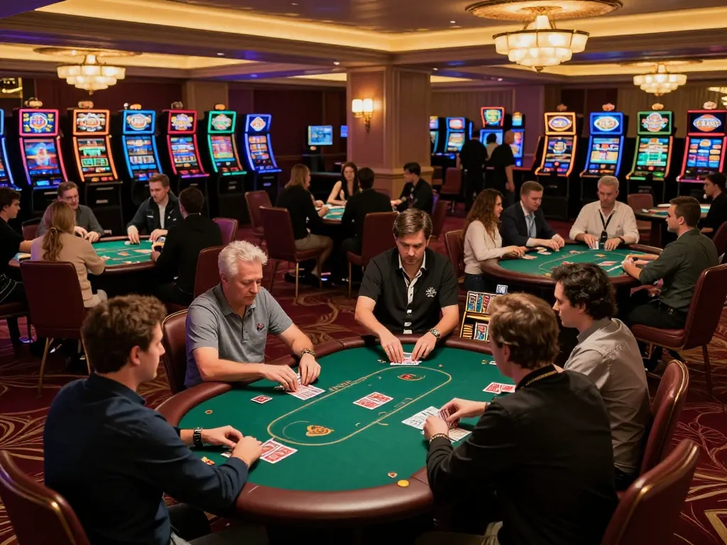hitclub poker tournament in a luxurious casino setting with intense players and vibrant atmosphere