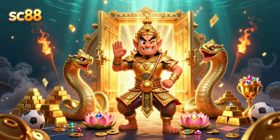 Experience thrilling gaming with sc88, featuring vibrant guardians and treasures in an enchanting casino scene.