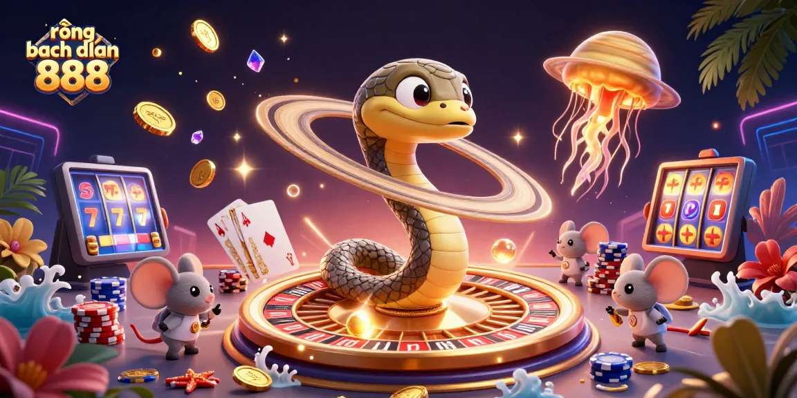 Experience thrilling bets with rồng bạch kim 888 in an energetic cosmic casino scene.