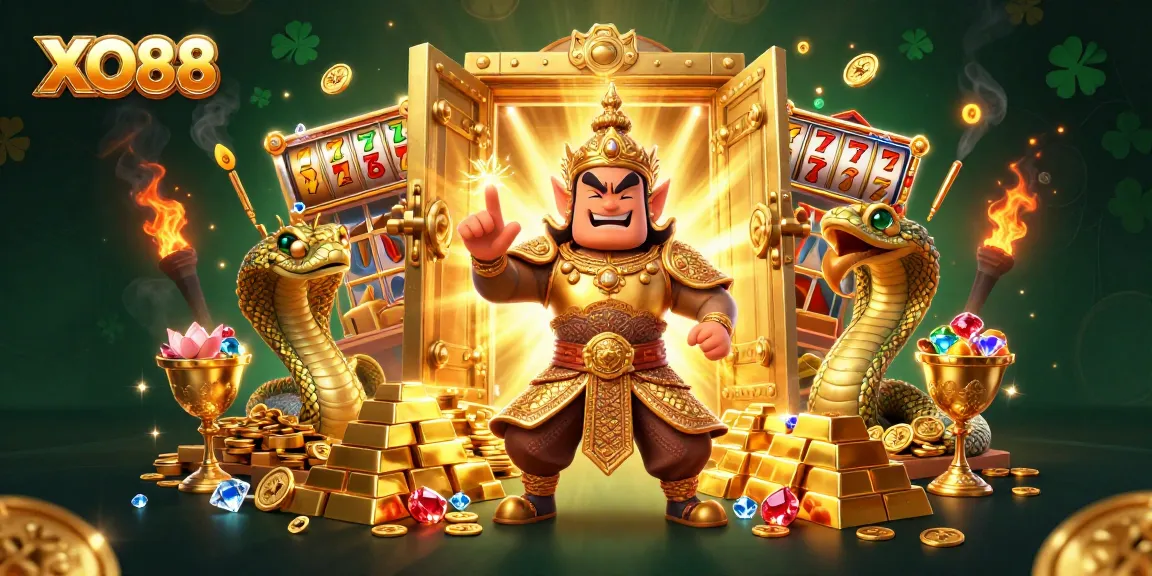 Engage with XO88 through this vibrant 3D illustration portraying a lively casino scene filled with classic games.