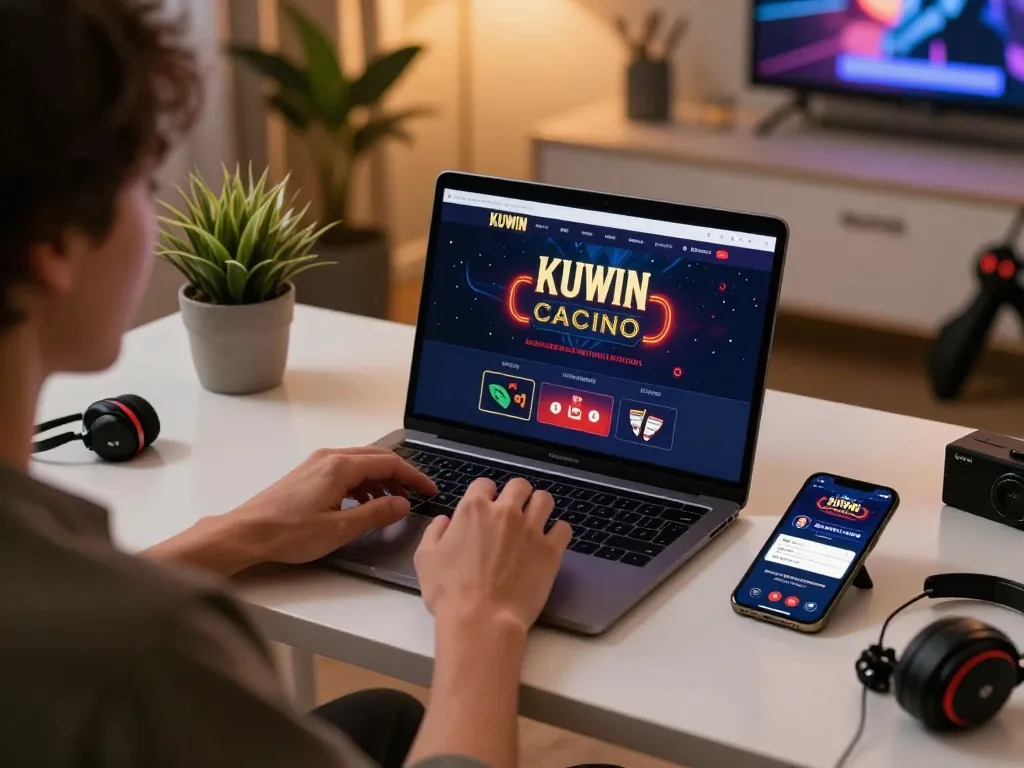Kuwin online gaming action with a person strategizing at a stylish home desk.