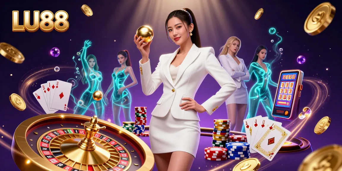 Experience the thrill of LU88 with a stunning 3D casino illustration showcasing luxury gaming elements.