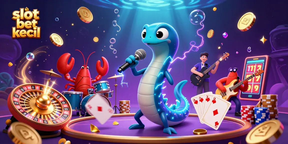 Spin winning jackpots at slot bet kecil with electric eel DJ, vibrant coins in action.