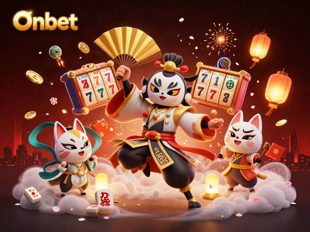 Experience the Onbet excitement with our dynamic 3D illustration of vibrant casino games and action.