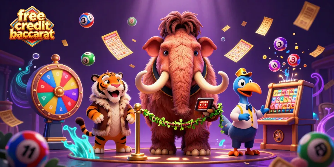 Win big with free credit baccarat at an exciting casino scene featuring vibrant characters and action.