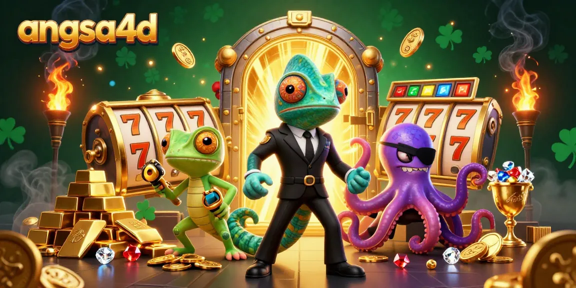 Experience thrilling wins with angsa4d slot games featuring colorful cartoon characters in a vibrant casino scene.
