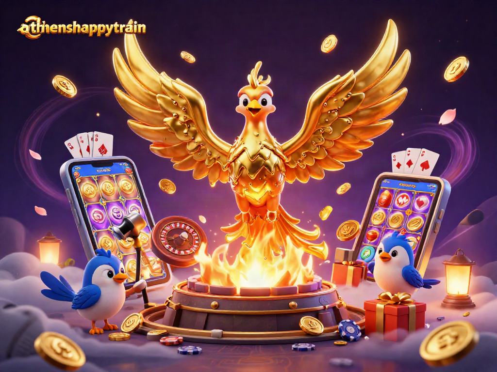 Experience thrilling wins with athenshappytrain in a vibrant casino scene filled with action!