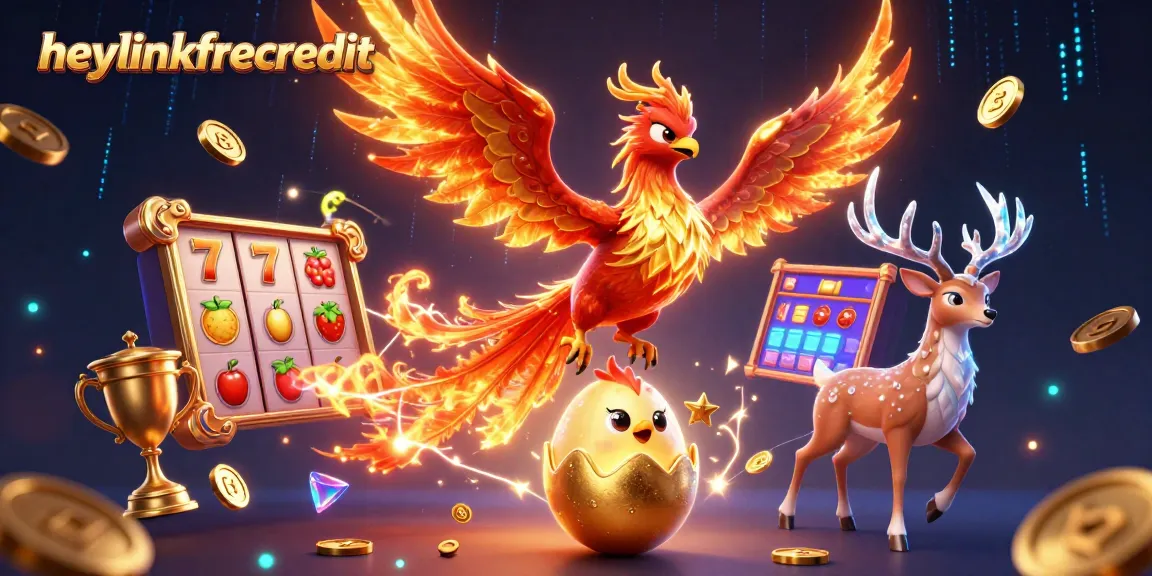 Experience heylinkfreecredit with vibrant slot game elements in a stunning phoenix scene.
