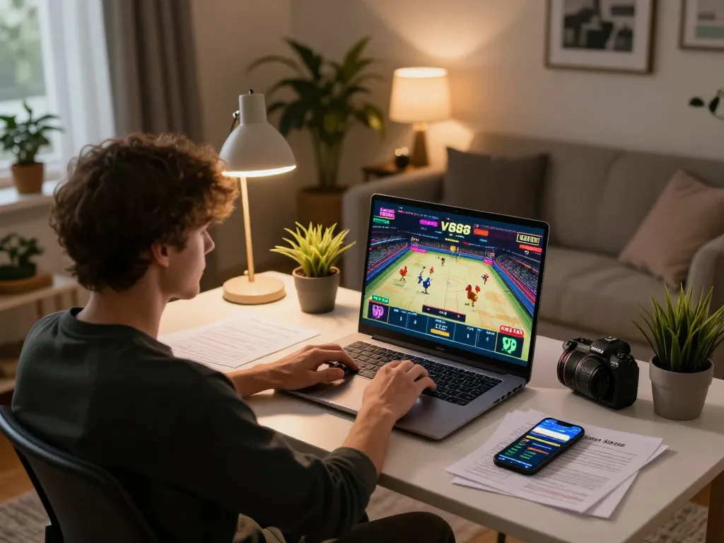 V888 offers online live chicken fighting betting experience in a cozy home setup.
