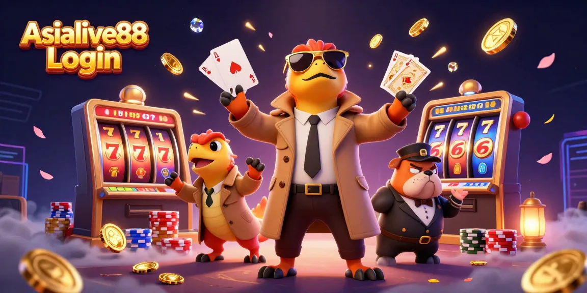 Experience the thrill of Asialive88 Login with raptors in a trench coat entering a casino.