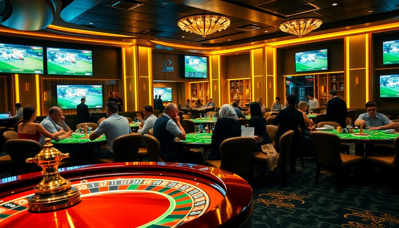 Engaging scene of sports betting strategies, showcasing how to แทงบอลยังไง in an upscale lounge atmosphere.