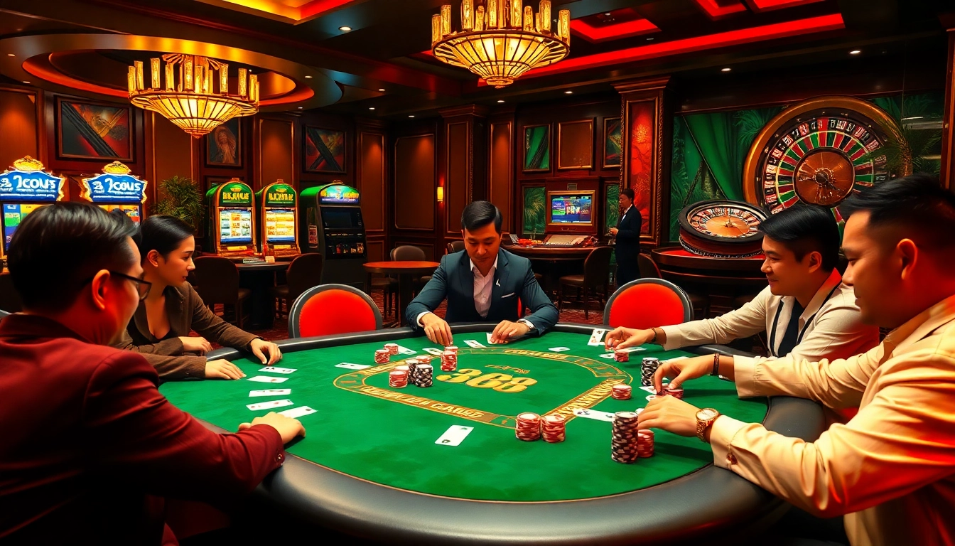 Exciting poker action at Nhà Cái RR88's casino table with colorful chips and cards.