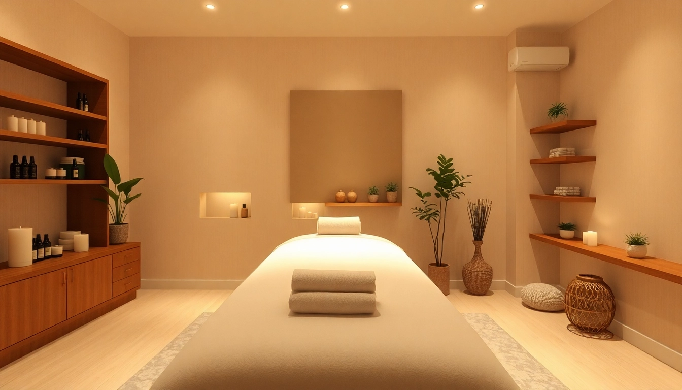 Experience ultimate relaxation with 수원출장마사지 in a tranquil therapy room, featuring soothing colors and calming elements.