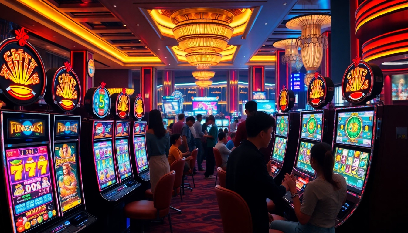 Players enjoying thrilling Singapore Slots in a lively casino environment.