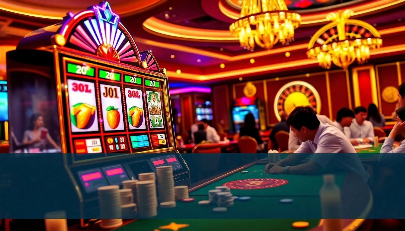 KTPJITU players spinning slot machines for big wins in a vibrant casino atmosphere
