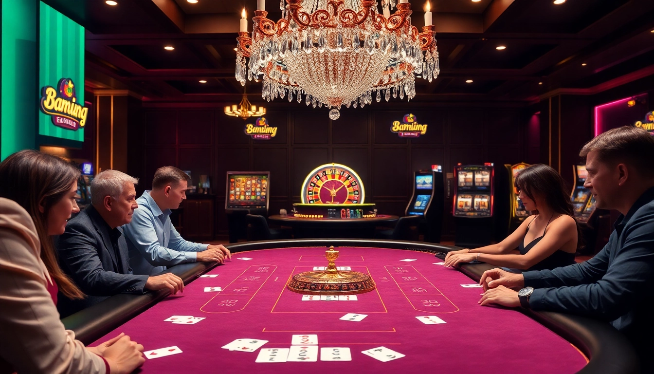 Engage in เล่นคาสิโนสด Big Gaming at a luxurious live dealer casino table, featuring vibrant chips and cards.