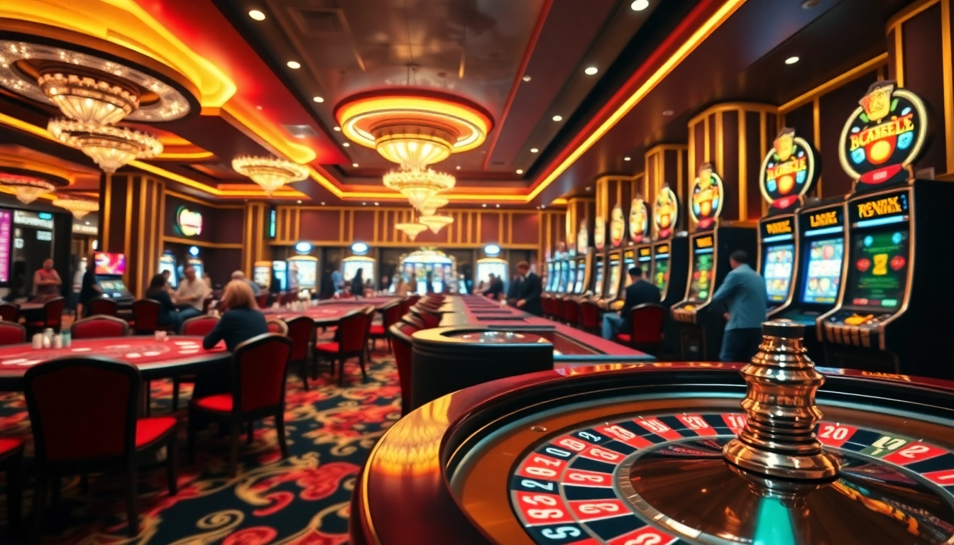 Experience the thrill of pg88 with vibrant casino tables and spinning roulette wheels.