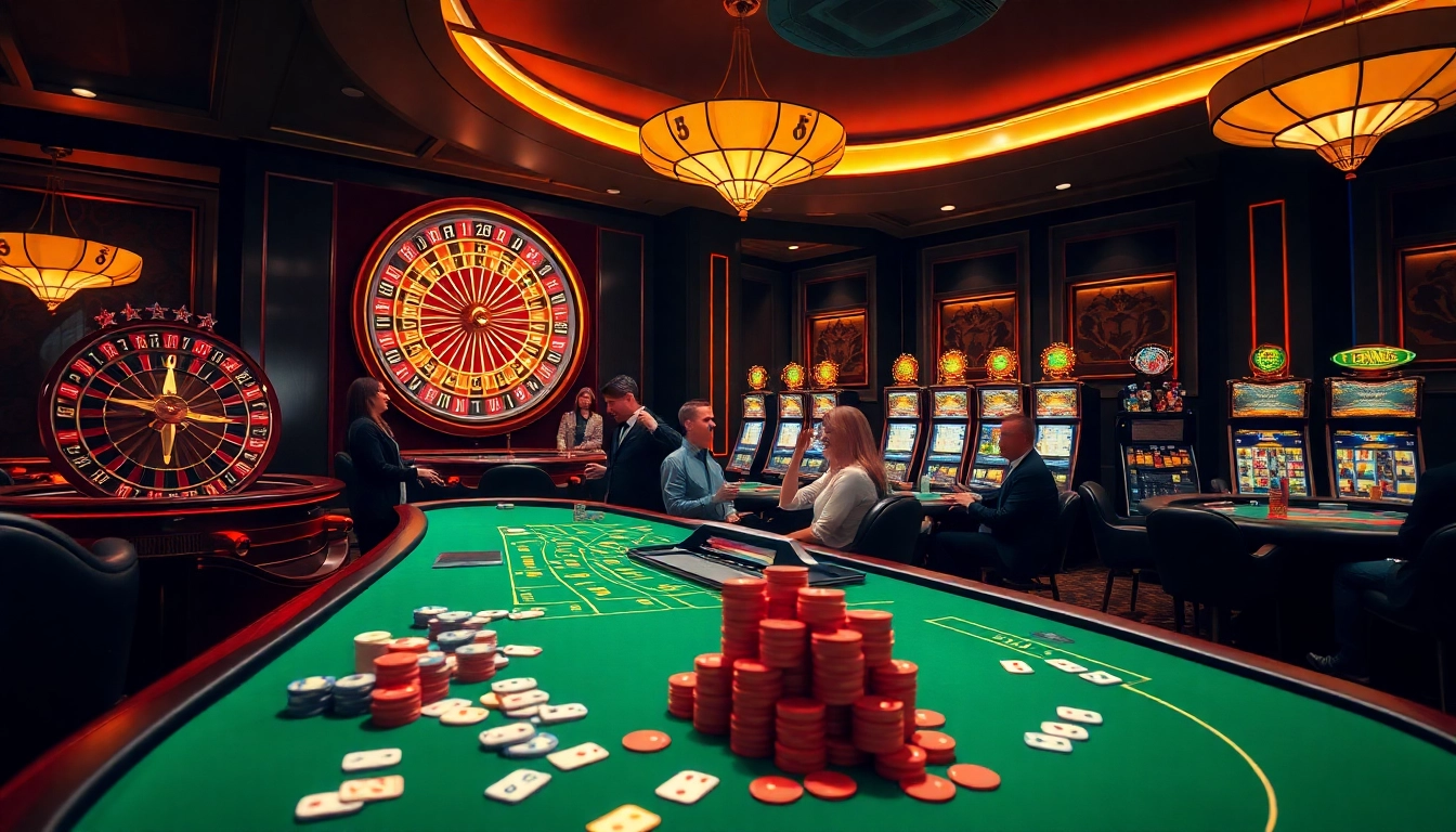 8kbet players engaging in thrilling casino activities at luxurious tables with colorful chips.